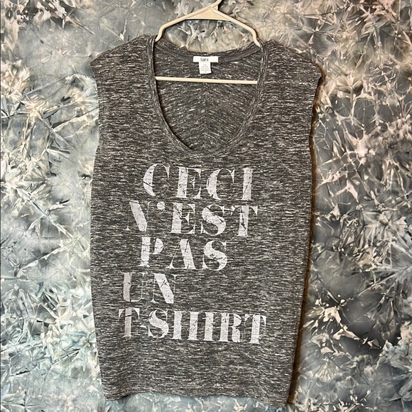 Bar III Gray Scoop Neck Muscle Tee - Picture 1 of 7